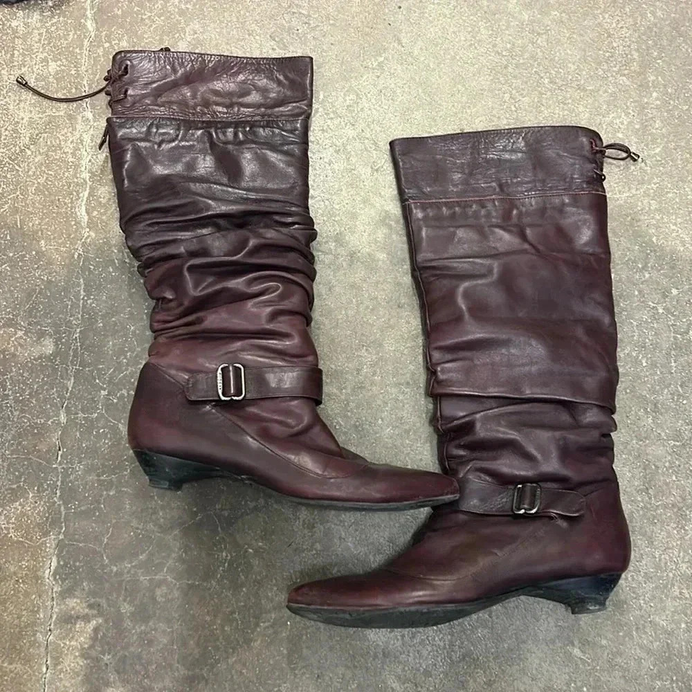 Rudsak purple leather knee high kitten heels pointy toe shoes